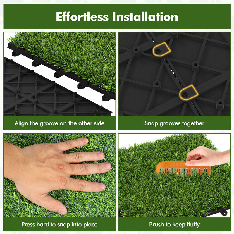 30-Pack Artificial Grass Floor Tiles with Easy Interlocking Installation Design image number 7