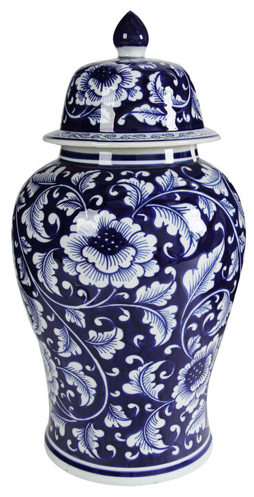 Bold Floral Impressive Jar with Lid - Benzara