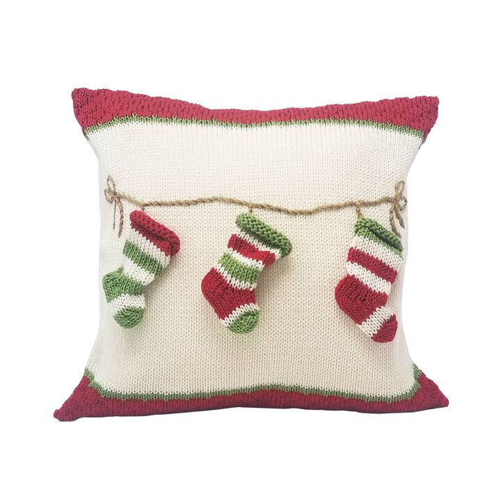 Stocking Christmas Pillow, 10", Holiday Decorations
