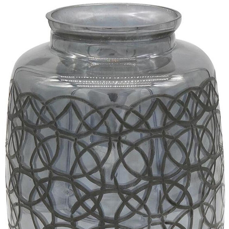 HomeRoots 12" Dark Gray Geometric Round Glass Table Vase image number 4