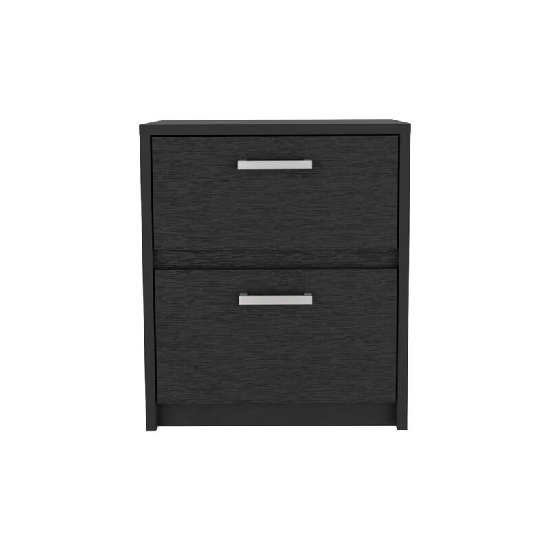 Streamdale Trivor 2 Drawers Nightstand, Metal Handles - Black image number 0