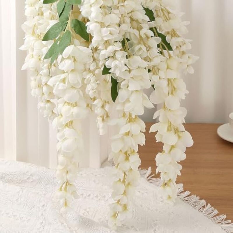 4 Piece Purple Artificial Hanging Wisteria Flowers Home Decor image number 3
