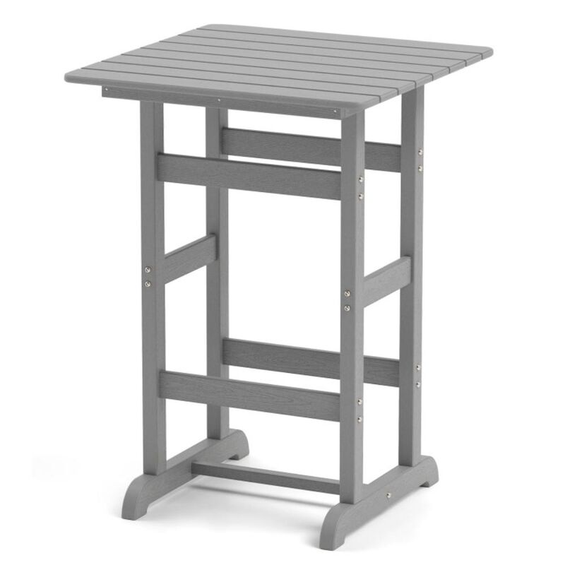 Hivvago Square Bar Table Dining Table with Slatted Tabletop for Poolside