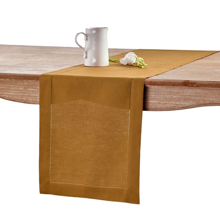 Solino Home 100% Pure Linen Table Runner - Classic Hemstitch