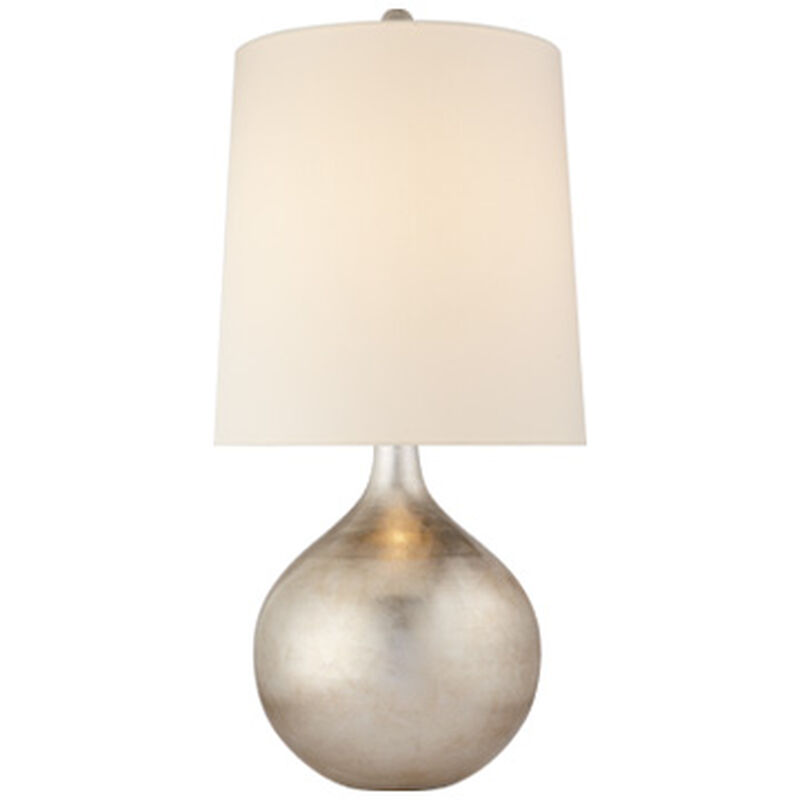 Warren Table Lamp in Burnished Silver Leaf with Linen Shade