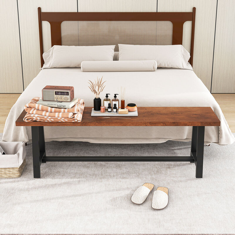 3-Person Dining Bench, Entryway Shoe Bench with Metal Frame for Storage and Seating image number 5