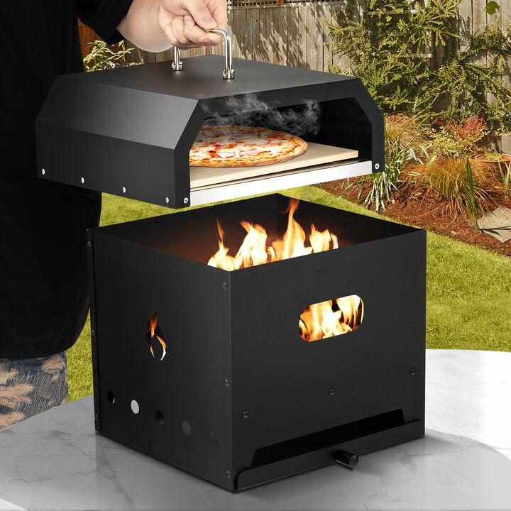4-in-1 Outdoor Portable Pizza Oven with 12 Inch Pizza Stone
