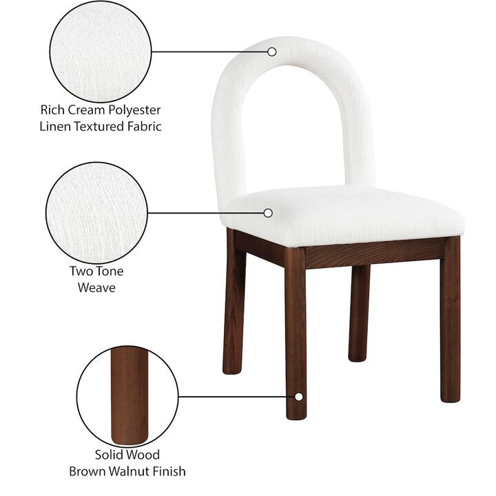 Meridian Furniture Conrad Cream Linen Textured Fabric Dining Chair