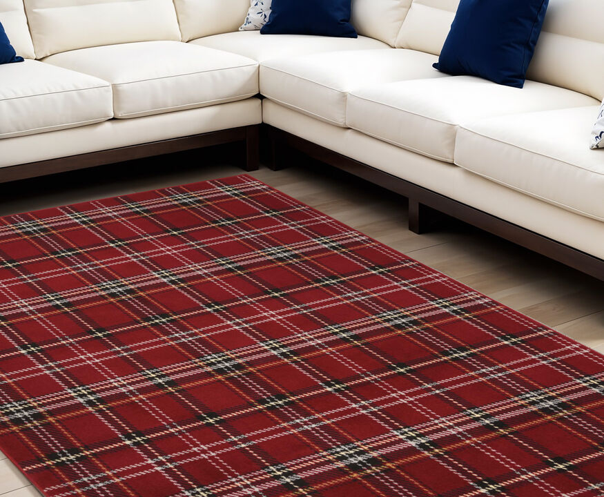 HomeRoots Plaid Power Loom Area Rug