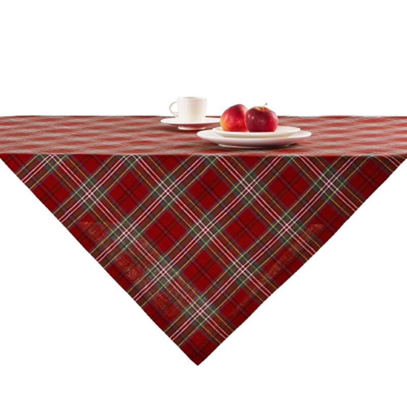 Solino Home 100% Pure Linen Table Throw - Classic Tartan Plaid