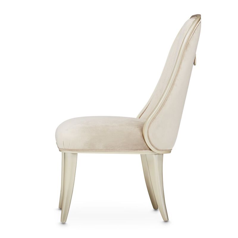 Velvet Chairs Set of 2, Beige Chairs for Dining Table with Tall Back image number 6