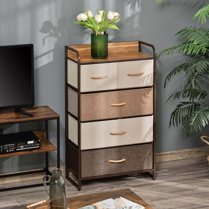 Hivvago 5-Drawer Fabric Storage Dresser with Steel Frame