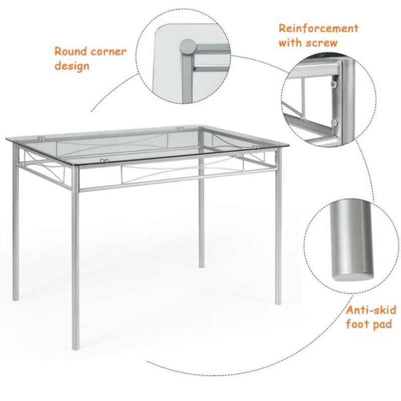 Hivvago 5 Pieces Dining Set Glass Table and 4 Chairs