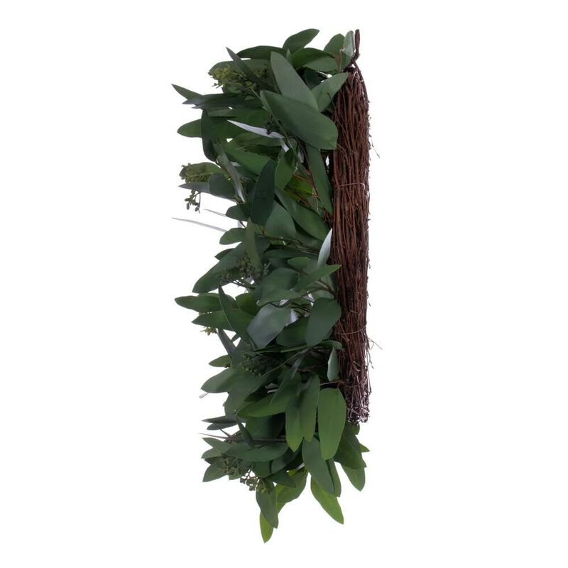 Vickerman 24" Artificial Green Seeded Willow Eucalyptus Wreath image number 2