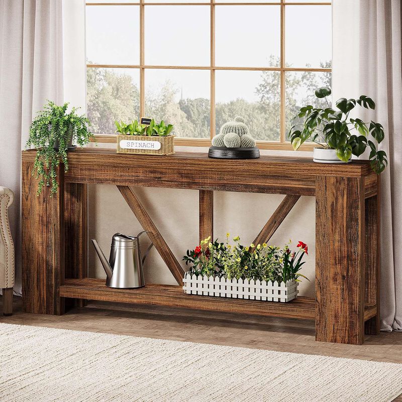 Tribesigns Farmhouse 2-Tier Console Table image number 8