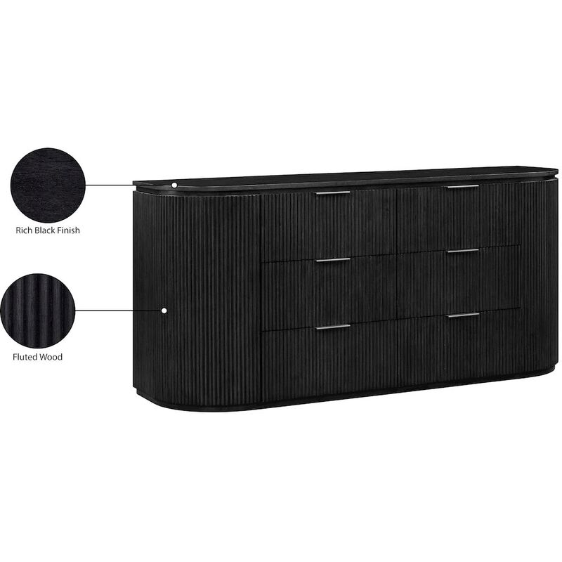 Meridian Furniture Astrid Black Solid Wood And Oak Veneer Dresser