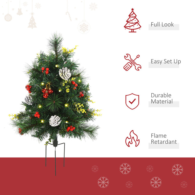 BreeBe Cordless 24in Outdoor Christmas Trees with Pre-Lit LEDs image number 3