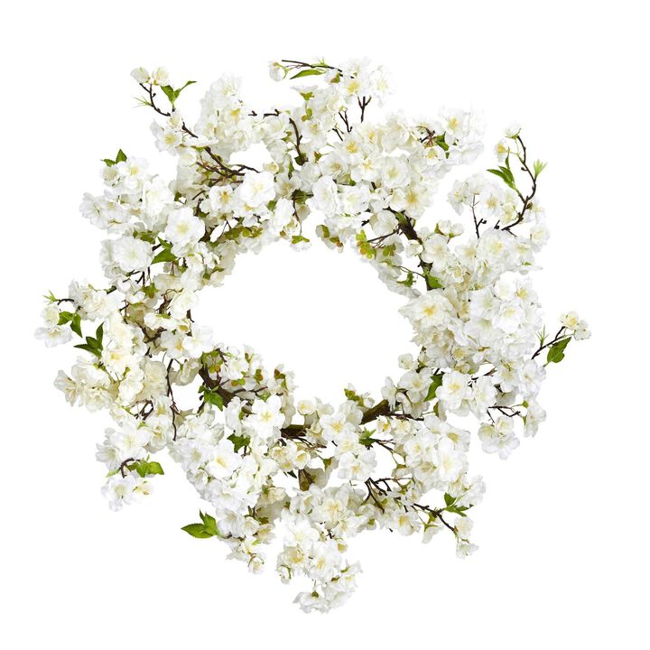 Nearly Natural 24-in Cherry Blossom Wreath