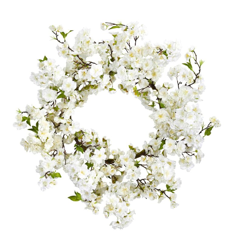 Nearly Natural 24-in Cherry Blossom Wreath