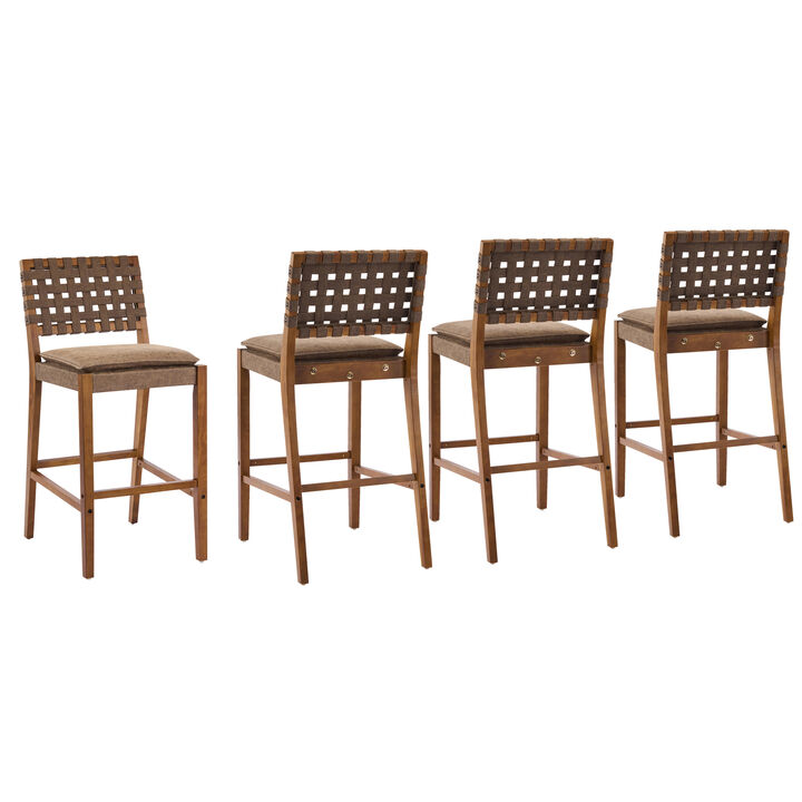 Christopher Knight Home Shawna Contemporary Rubberwood Faux Leather Upholstered Barstools (Set of 4)