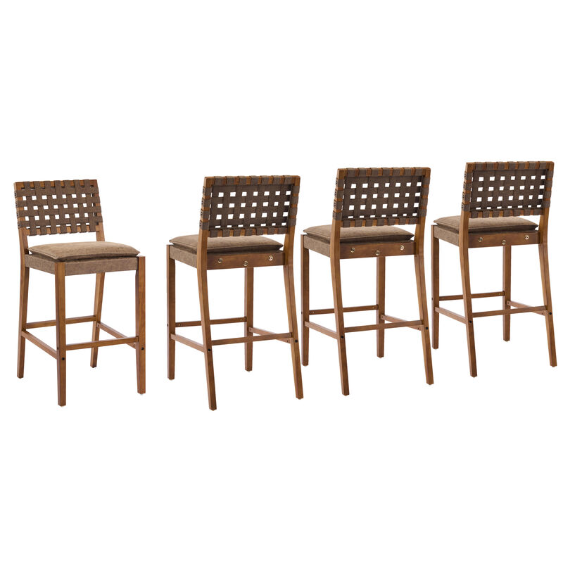 Christopher Knight Home Shawna Contemporary Rubberwood Faux Leather Upholstered Barstools (Set of 4) image number 0