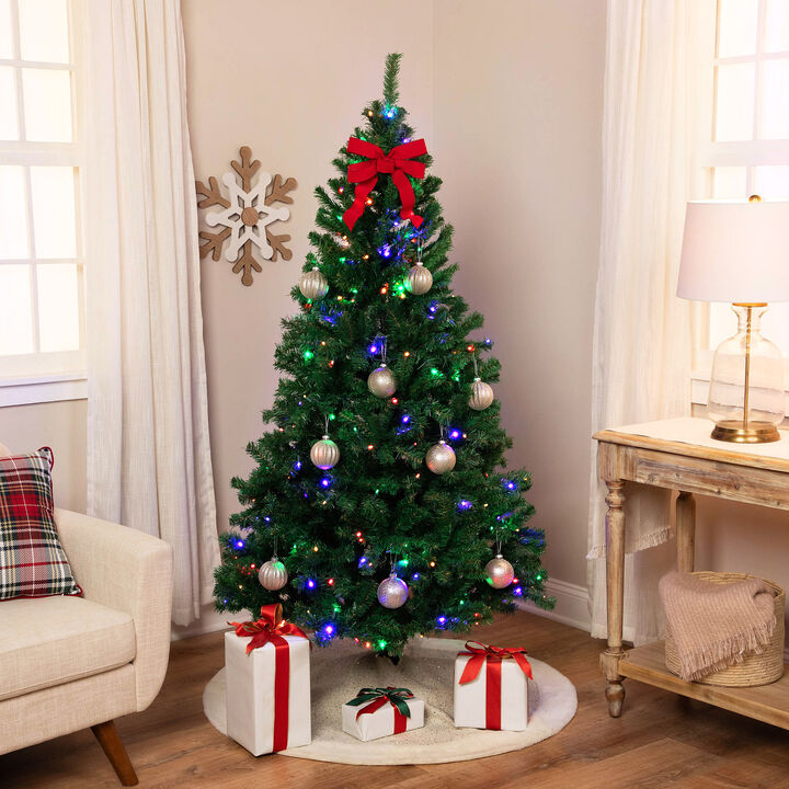 6' Pre-Lit Medium Mixed Classic Pine Artificial Christmas Tree  Multi Color LED Lights