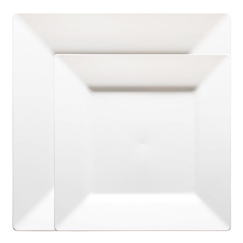 White Square Plastic Plates Dinnerware Value Set (40 Sets) image number 0