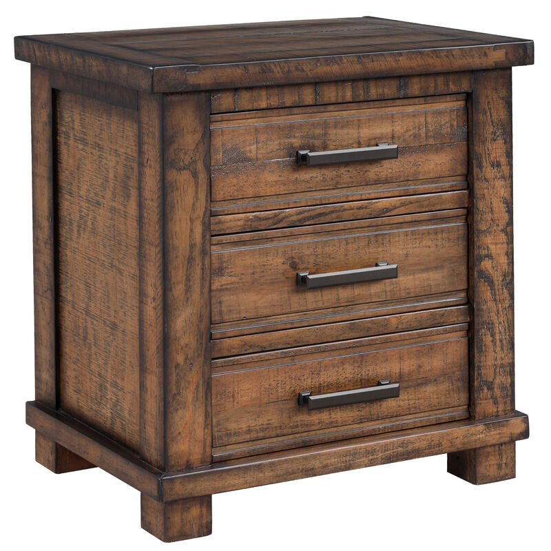 Merax Rustic 3-Drawer Solid Wood Nightstand