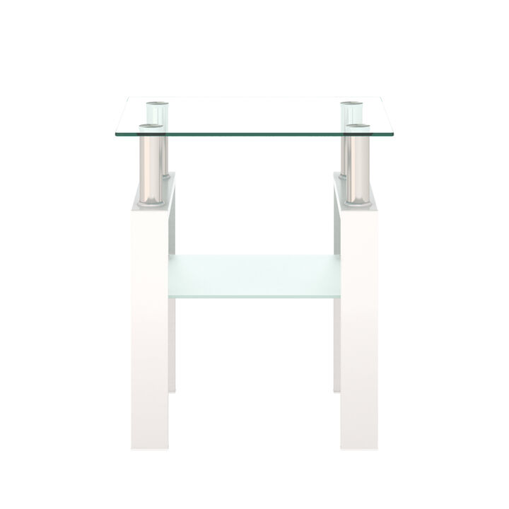 Hivvago Tempered Glass Bedside Corner  Table Contemporary End Table in