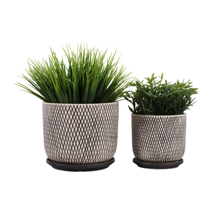 S/2 Mesh Look Saucer Planters