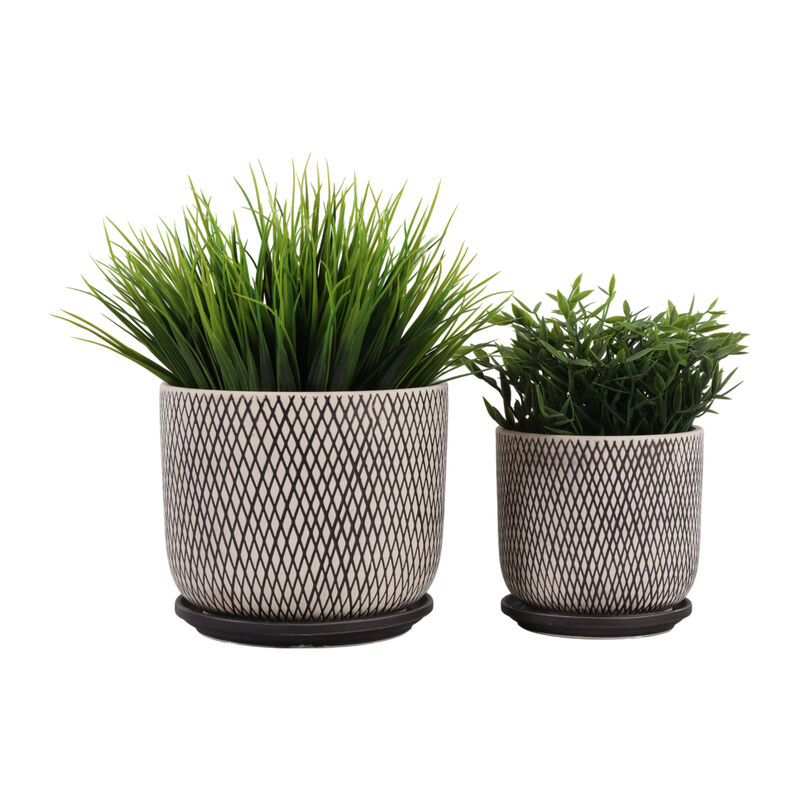 S/2 Mesh Look Saucer Planters image number 1
