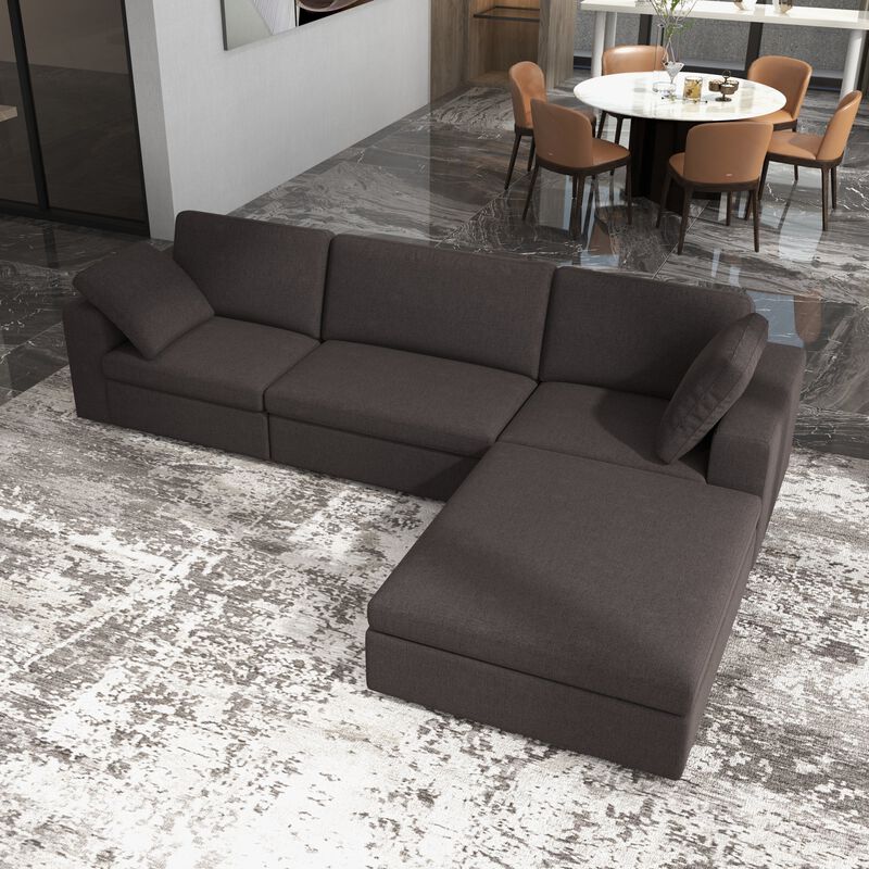 Merax Modular Corner Sectional Modern Fabric Sofa Dark Gray