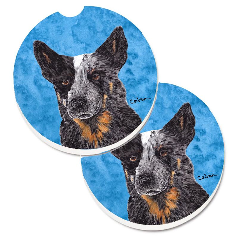 Caroline's Treasures Blue Australian Cattle Dog Set of 2 Cup Holder Car Coasters SC9141BUCARC, 2.56, Multicolor image number 0