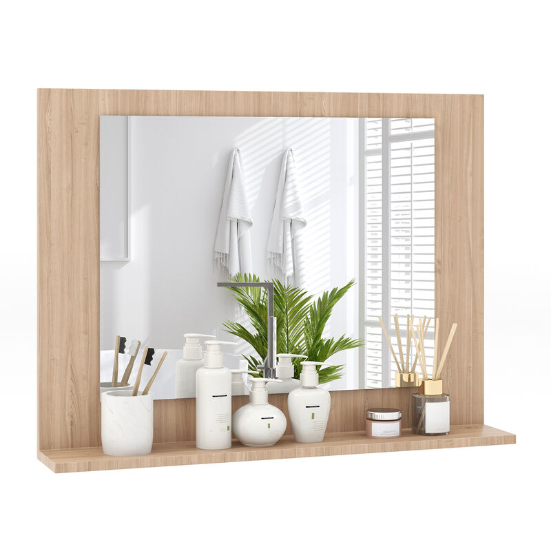 Rectangular Bathroom Mirror with Shelf for Storage and Organization