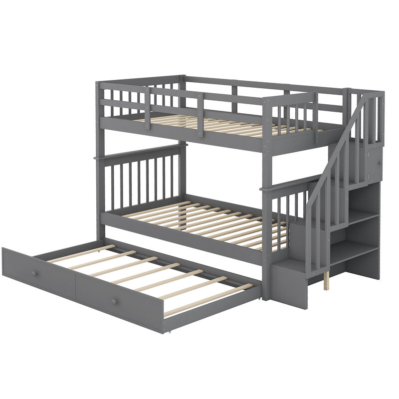 Merax Stairway Twin-Over-Twin Bunk Bed with Twin size Trundle