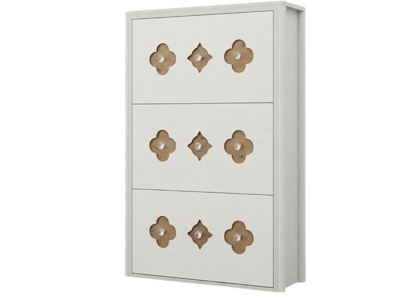 Entryway Shoe Storage Cabinet 3 Drawer Flip White Down Anti image number 0