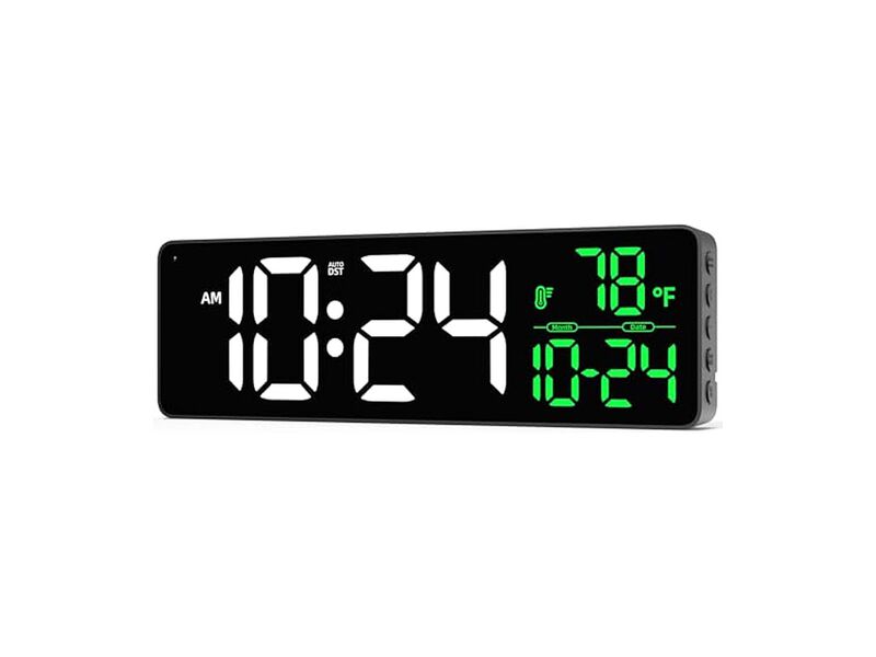 LED Digital Date Temperature Auto Wall Clock Farmhouse Living Room Decor image number 0
