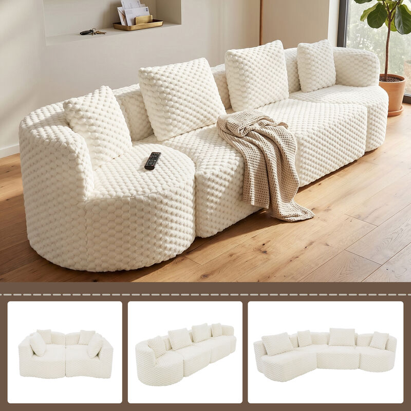 Merax Modular Sofa with Deep Seating & Bubble Velvet Upholstery &ndash; Freely Configurable Sections image number 2