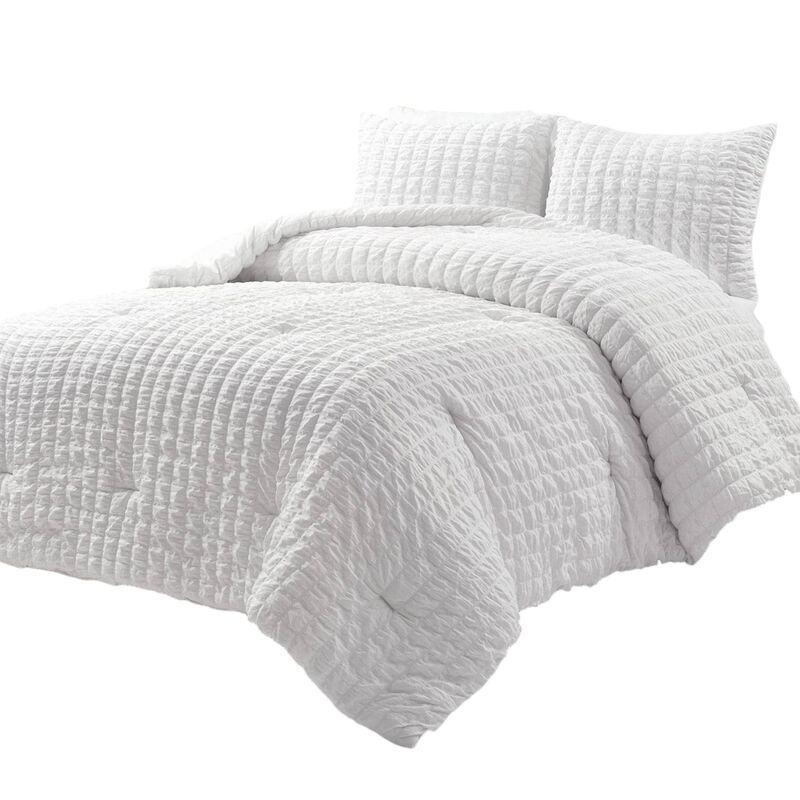 Microfiber Comforter Set with Crinkled Texture – 3-Piece Soft and Wrinkle-Resistant Bedding