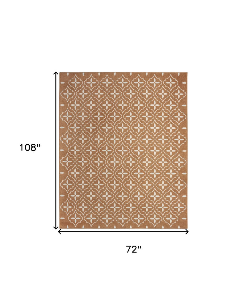HomeRoots 6' X 9' Copper Geometric Indoor Outdoor Area Rug image number 3