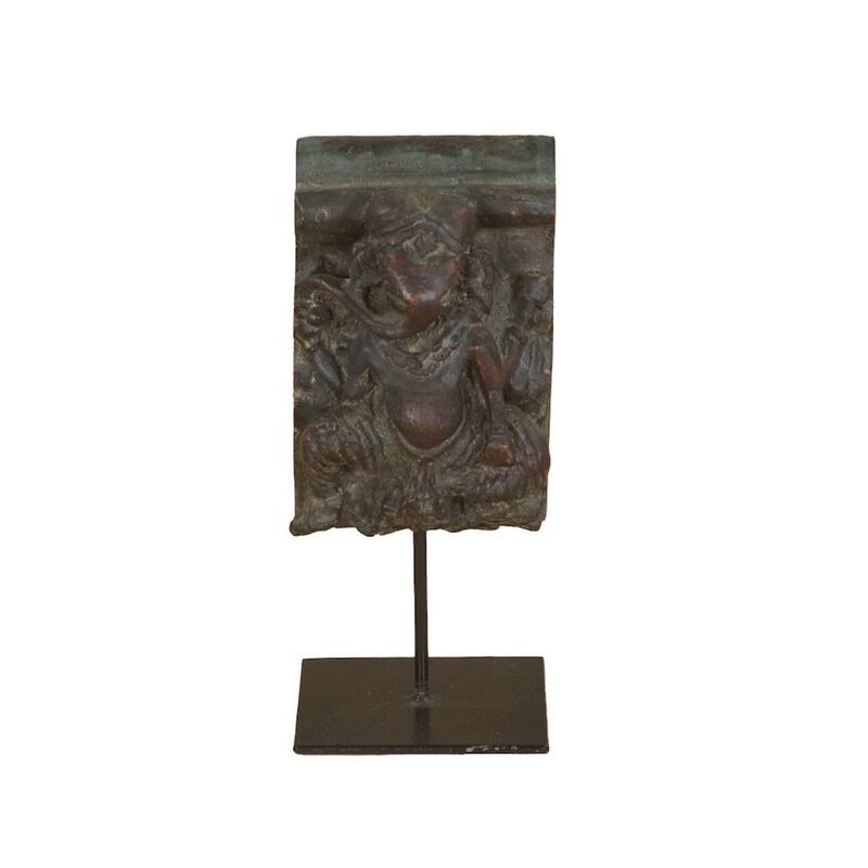 World Interiors Curio Carved Wooden Ganesha on Iron Stand image number 1