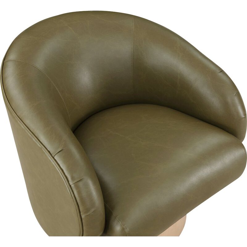 Meridian Furniture Gibson Olive Vegan Leather Swivel Accent Chair