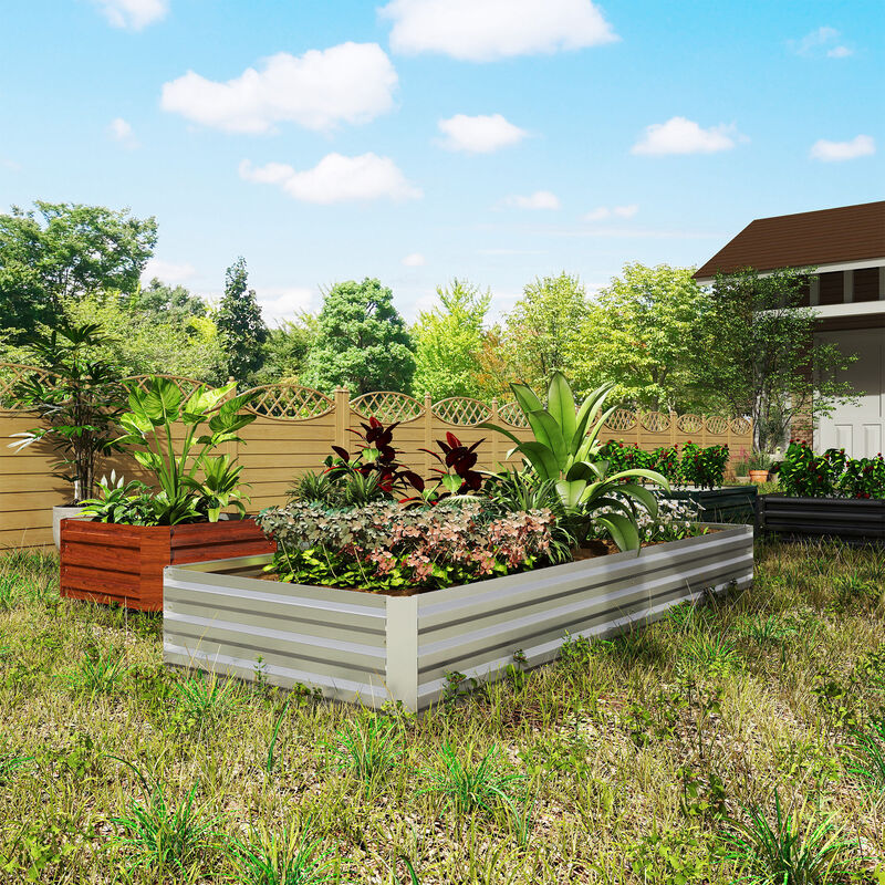 Hivvago Raised Garden Bed 95" x 36" Galvanized Metal Planter image number 6