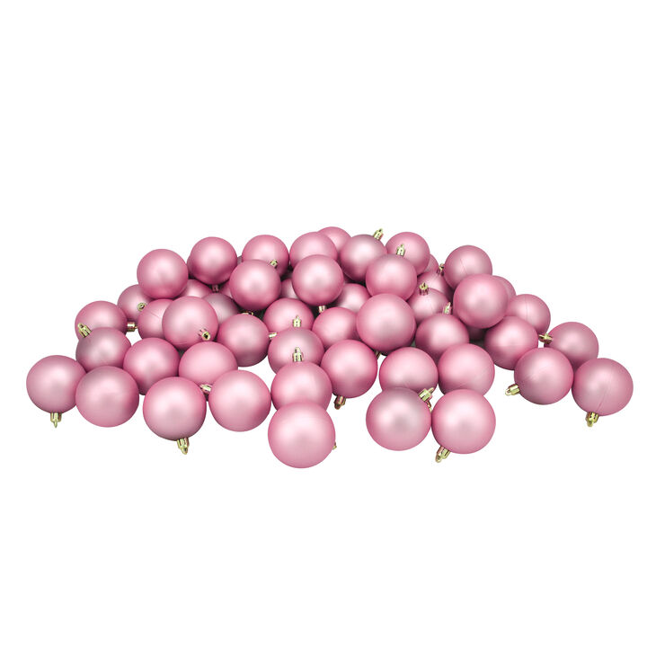 60ct Bubblegum Pink Shatterproof Matte Christmas Ball Ornaments 2.5" (60mm)