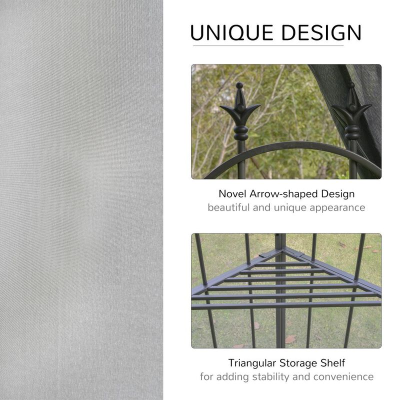 Hivvago 10x10 Patio Gazebo with Double Roof & Netting image number 5