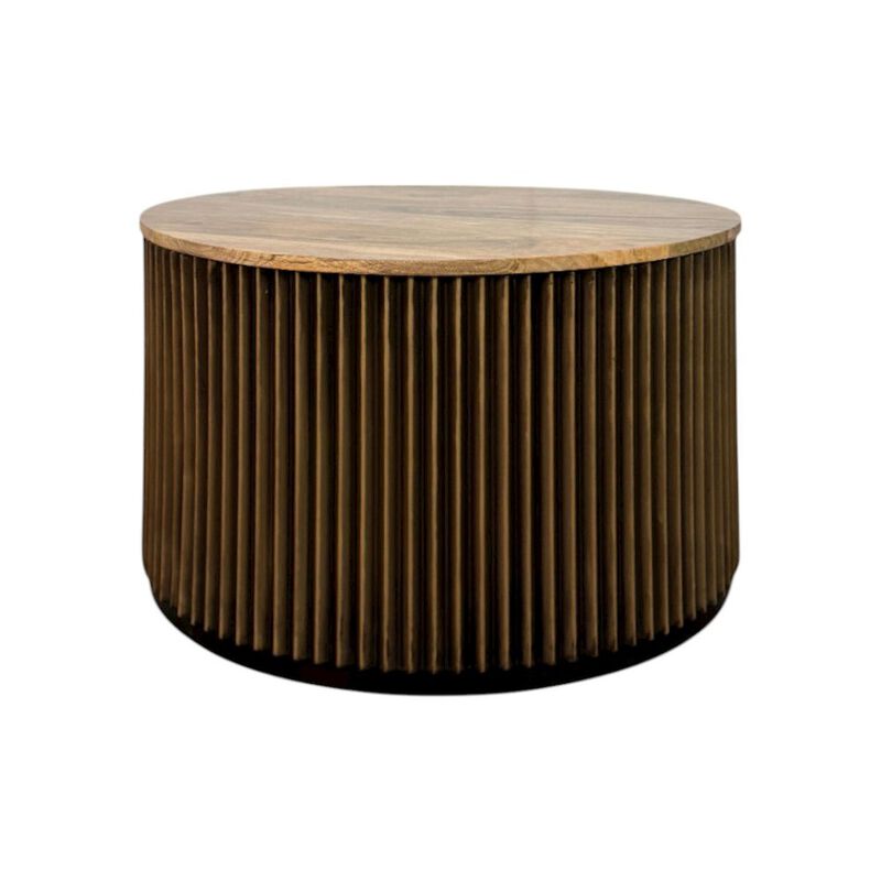 Carolina Chair & Table Harmony 30 Brass Groove Wood Top Coffee Table - Black Honed