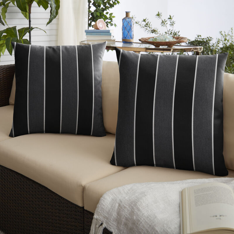 Set of 2 Sunbrella Peyton Granite Outdoor Pillow  18" image number 1
