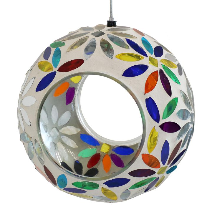 Sunnydaze 6" Mosaic Glass Fly-Through Hanging Bird Feeder