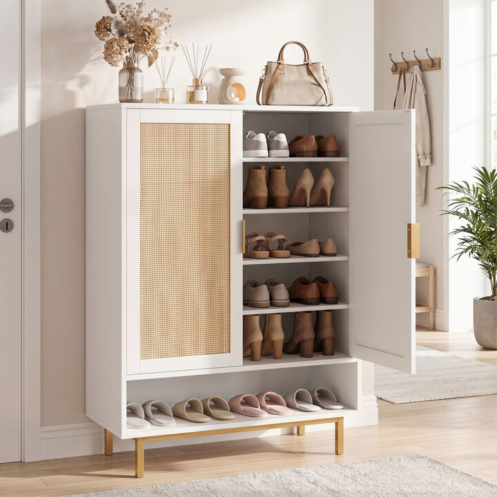 Modern 43" Shoe Cabinet 6-Tier Storage with Double Doors