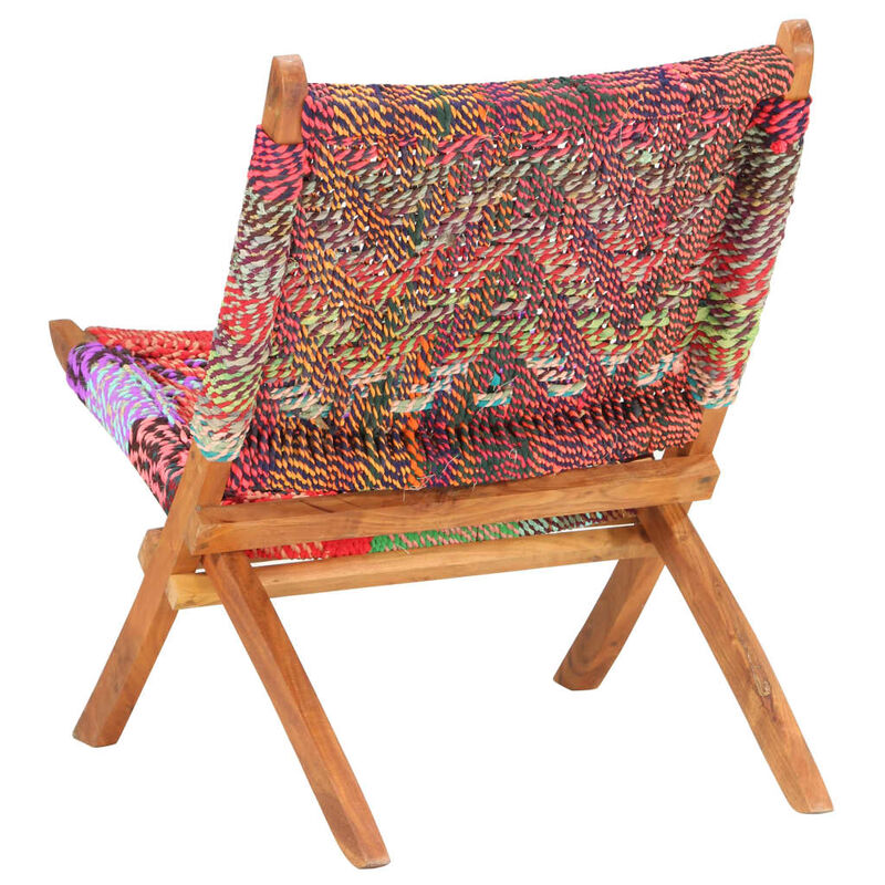 vidaXL Folding Chindi Chair Multicolors Fabric image number 3